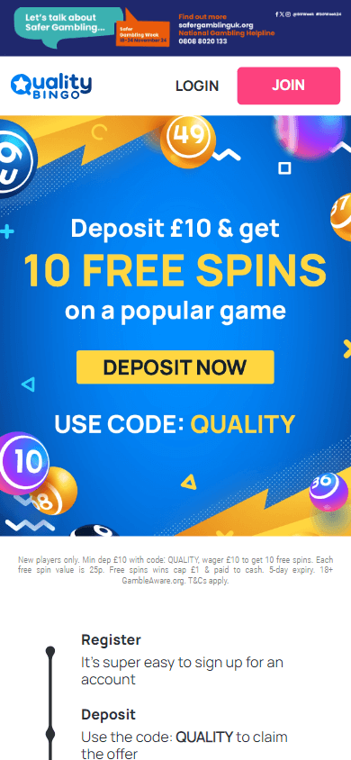 Quality Bingo Casino Mobile screenshot